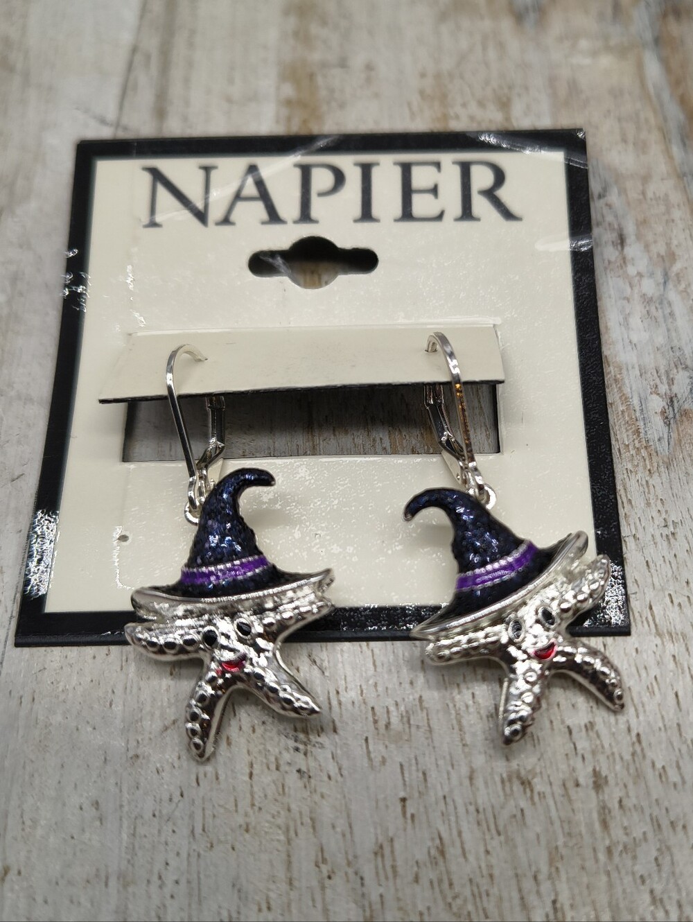 👻Napier Summerween Starfish With Witch Hat Earrings